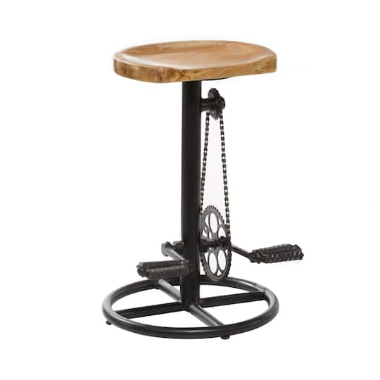 Brown Mango Wood Industrial Counter Stool 25" x 17" x 17"
